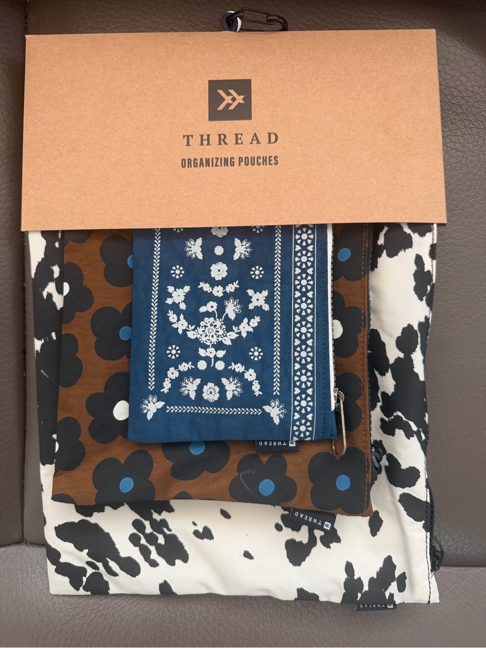 Fabulous Blue, Brown & Black Organizing Pouches - 3-Piece Set $30 retail